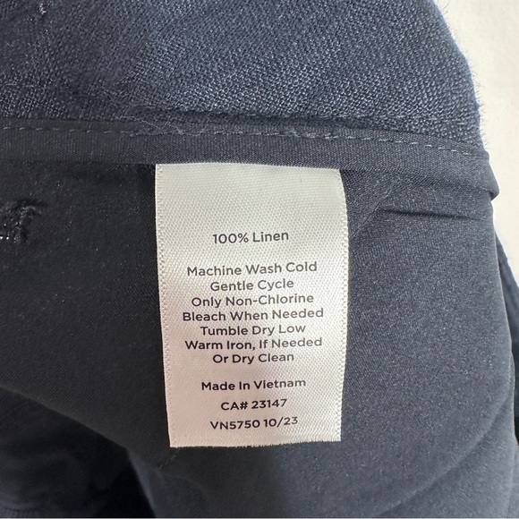 Talbots Navy Blue Greenwich Wide Leg Pants size 16 100% Linen - Picture 7 of 7